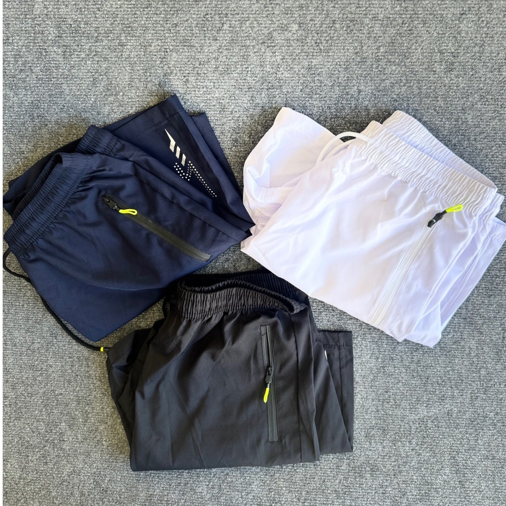 Mens Athletic Running Gym Shorts Zipper Pockets Reflective Black Medium